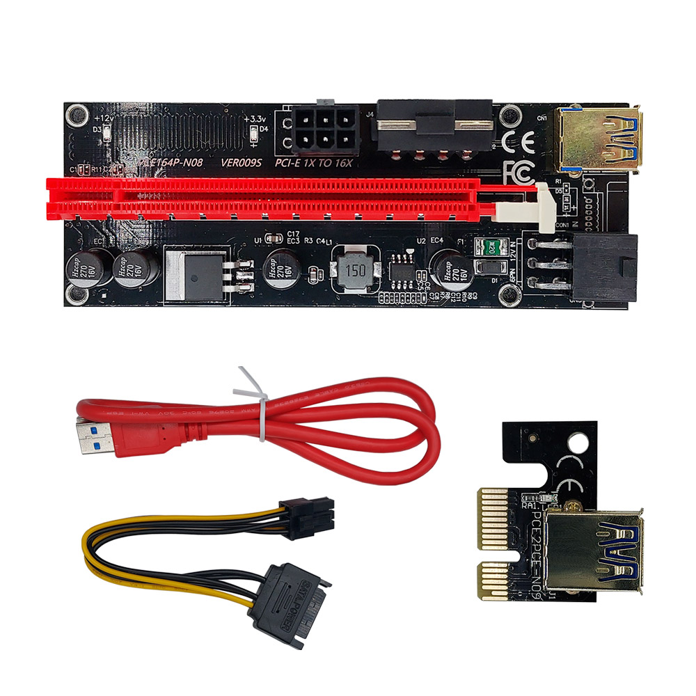 EVEREST PCI-E 1x to 16X 009S LED 라이저카드 (4pcs capacitors)