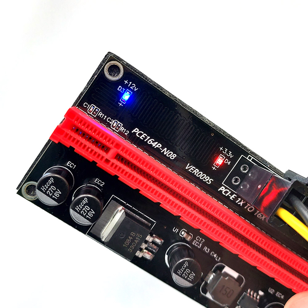 EVEREST PCI-E 1x to 16X 009S LED 라이저카드 (4pcs capacitors)